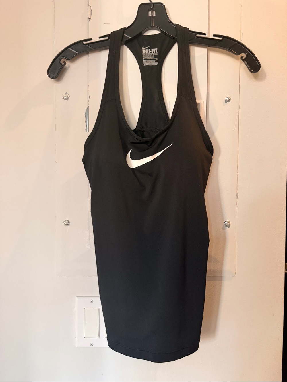 Nike Black Racerback Dri-FIT Tank with White Swoosh
